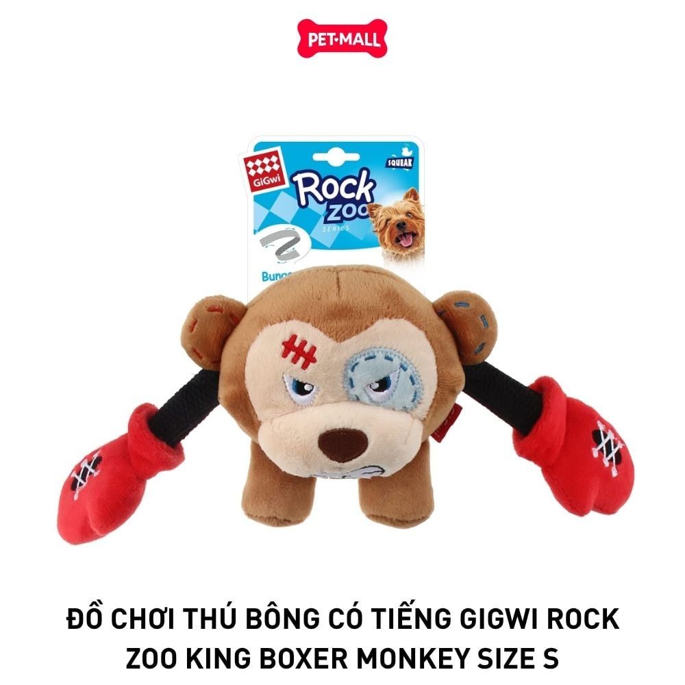 Đồ chơi thú bông có tiếng GiGwi Rock Zoo King Boxer Monkey size S Petmall