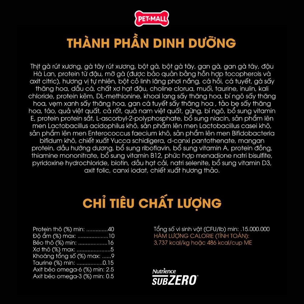 1.8KG - Thức ăn mèo Nutrience Subzero - Gà tây, cá hồi, cá trích, cá tuyết và rau củ quả tự nhiên Petmall