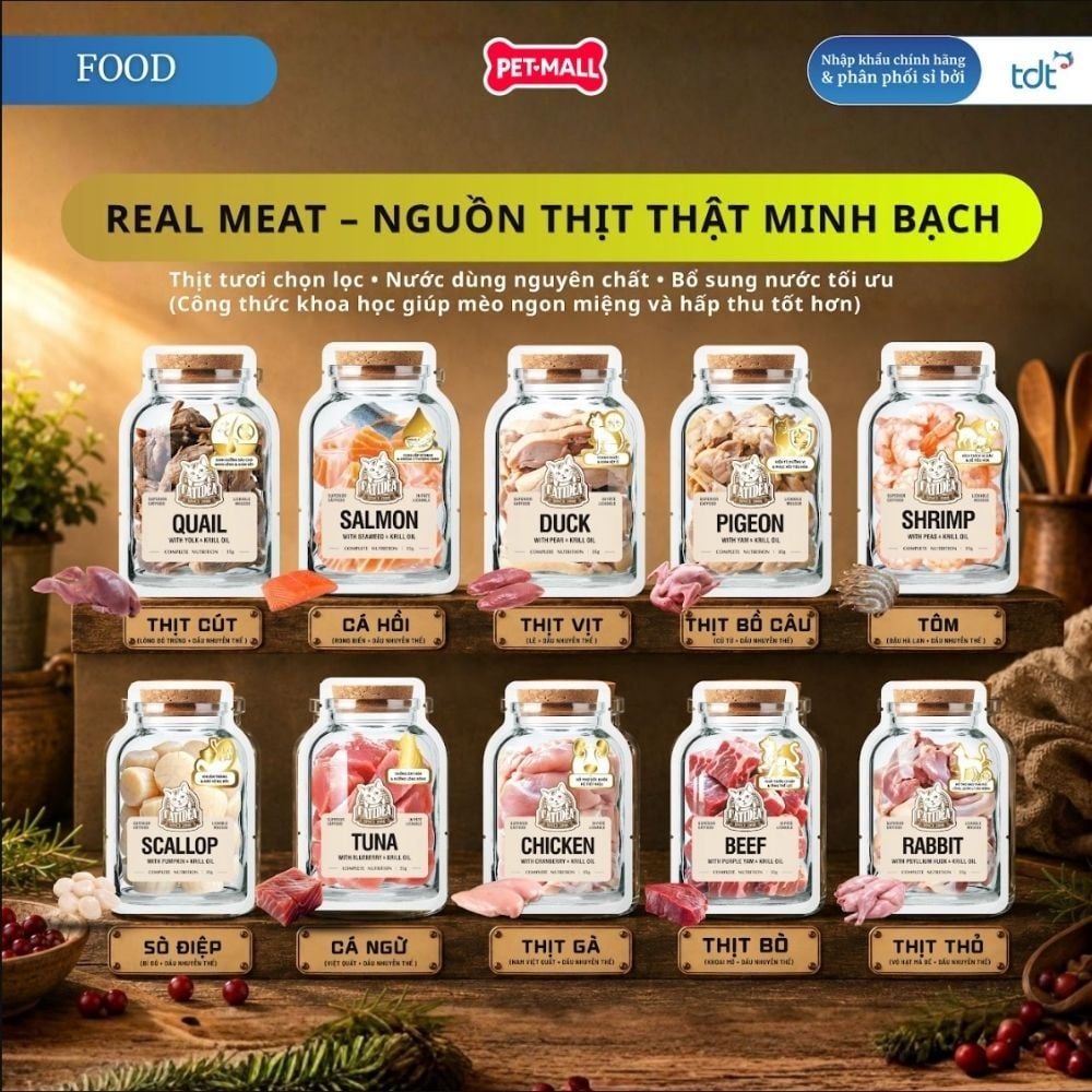 Combo 8 gói 35G - Pate thịt thật CATIDEA Superior cat food with Krill Oil Petmall