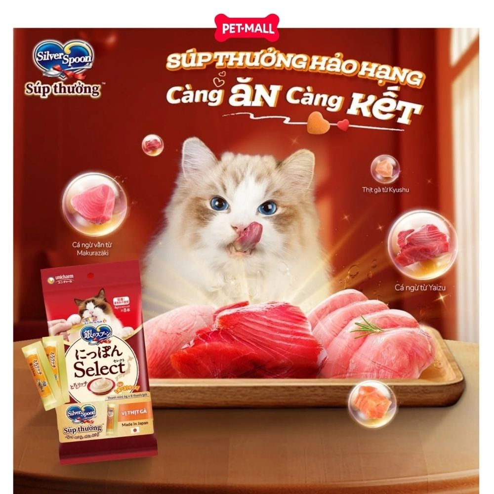 Treats mèo Silver Spoon súp thưởng dạng thanh size Mini từ Nhật Bản