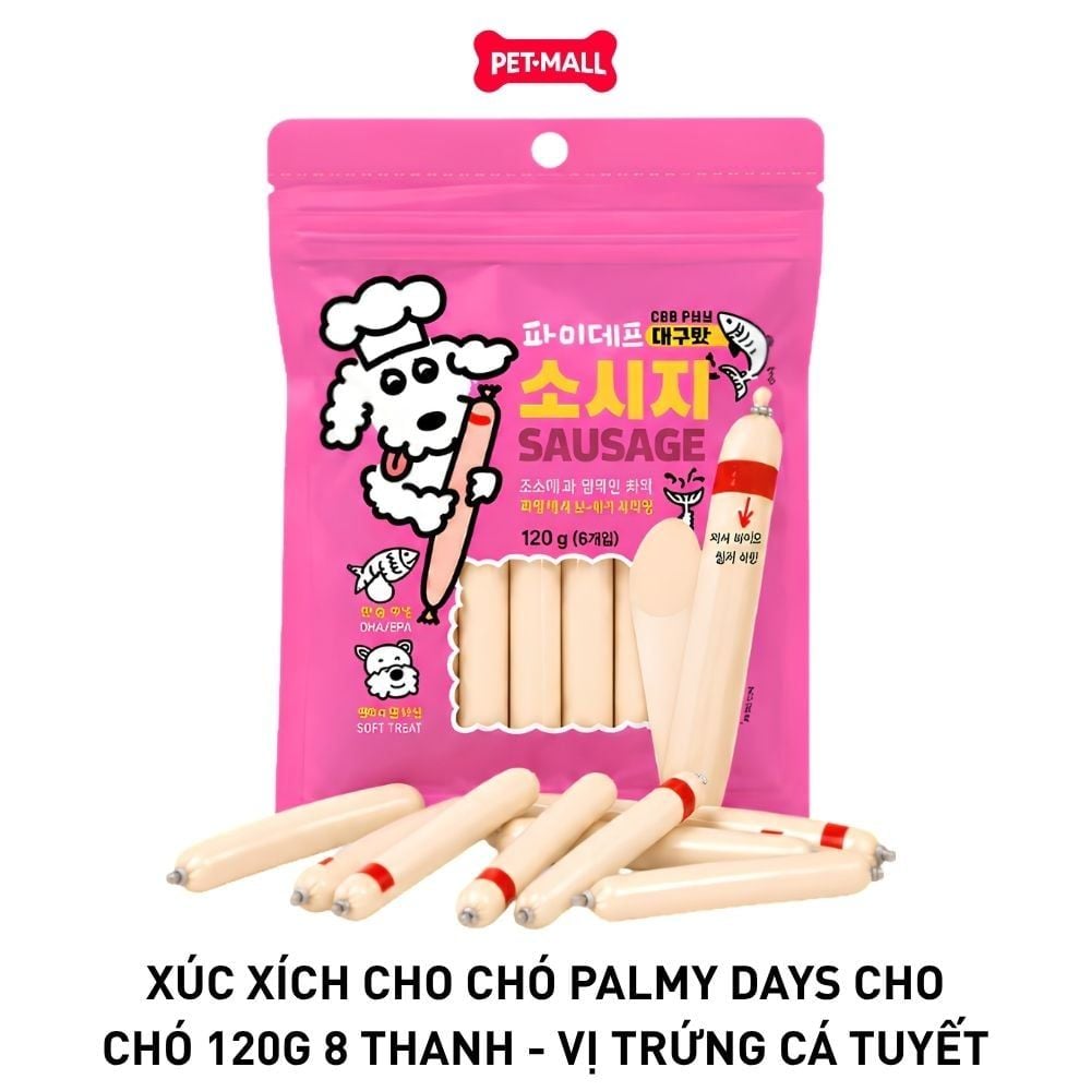 Xúc xích cho chó PALMY DAYS cho chó 120g 8 thanh - Vị trứng cá tuyết Petmall