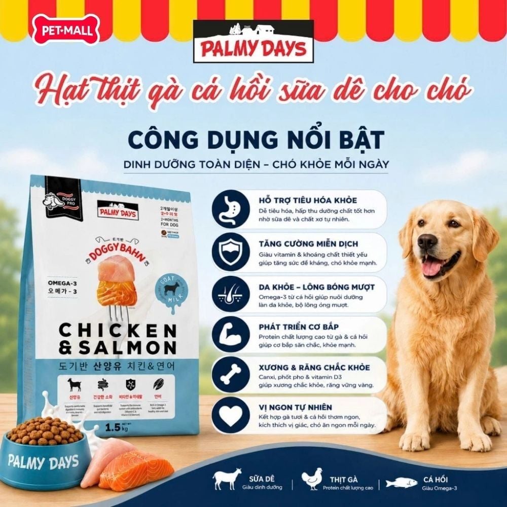3KG - Thức ăn chó PALMY DAYS Chicken Salmon Flavour Petmall