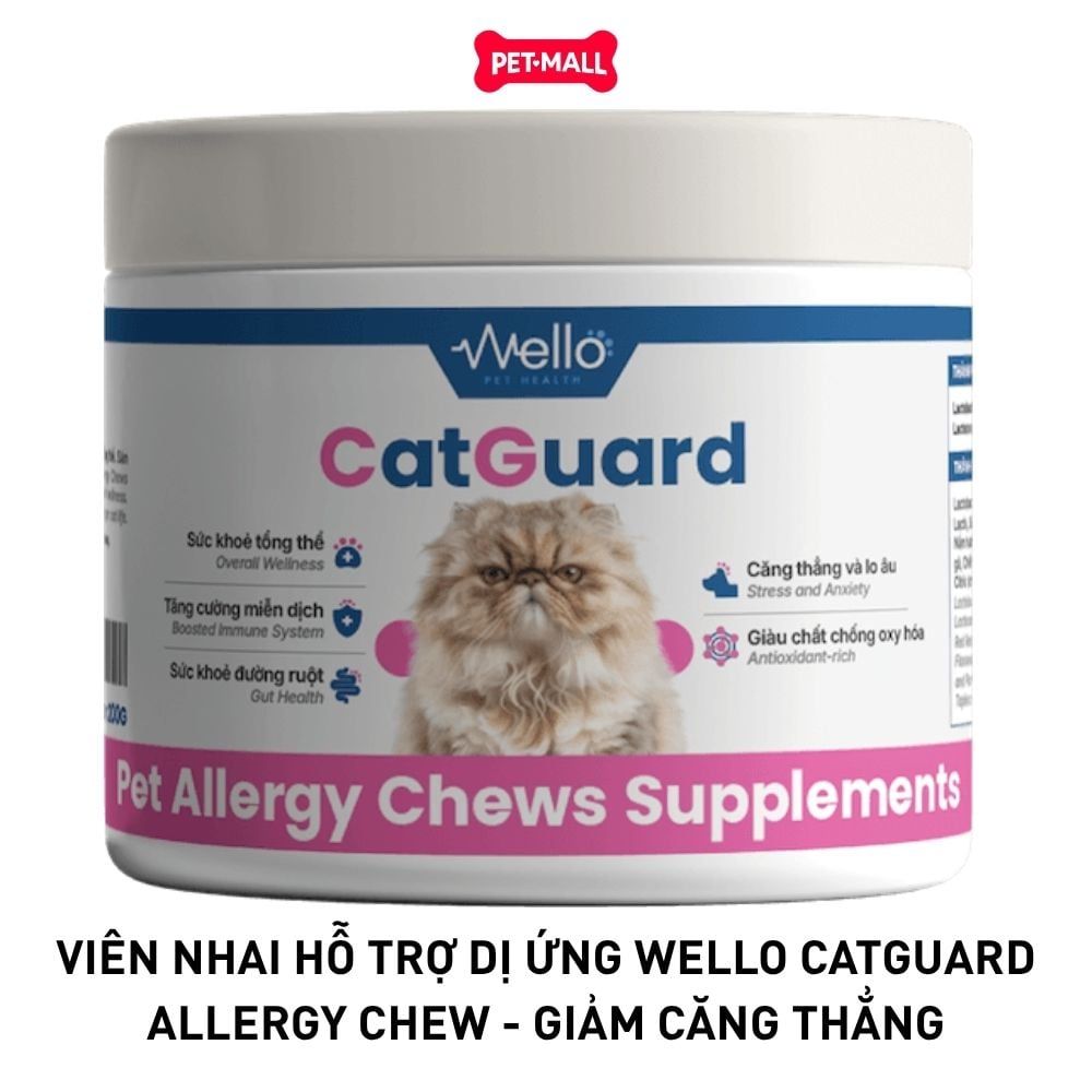 Viên nhai hỗ trợ dị ứng Wello CatGuard Allergy Chew - Giảm căng thẳng Petmall