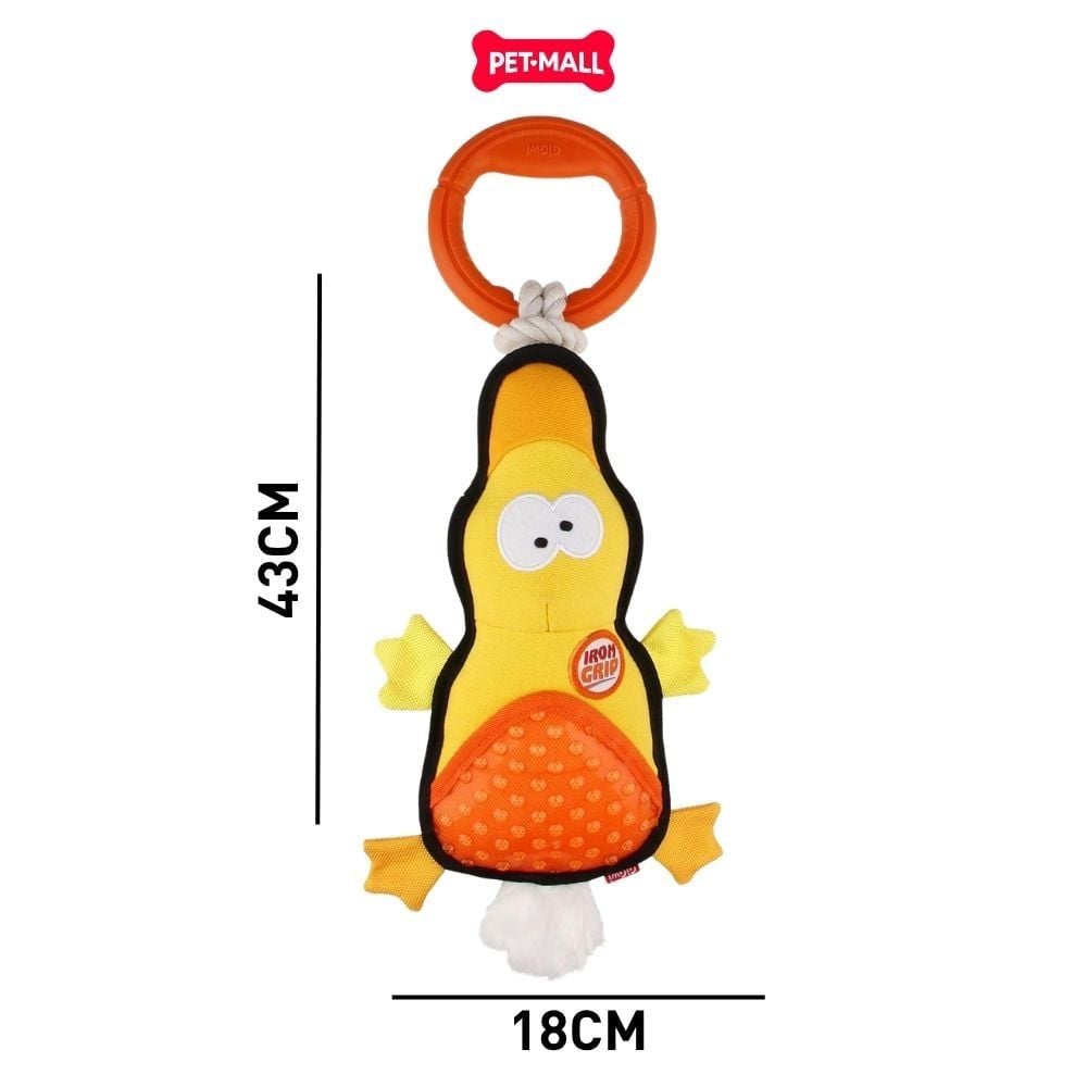 Đồ Chơi Kéo Co Con Vịt 2 Tay Cầm Cao Su GiGwi Iron Grip Plush Duck With Two TPR Handles Petmalll