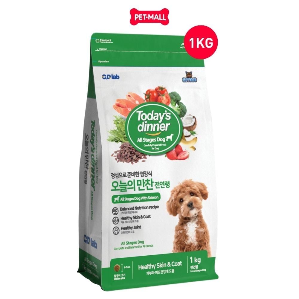 1KG - Thức ăn chó Today's Dinner Healthy Skin & Coat All Stages Dog - Hỗ trợ dưỡng lông cho chó mọi lứa tuổi Petmall