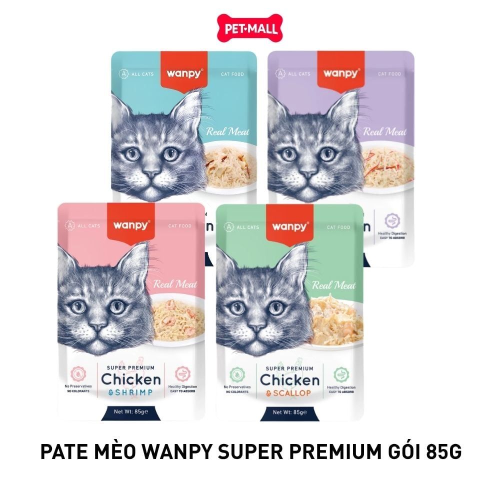 Hộp 18 Gói 85G - Pate mèo WANPY Super Premium - Mix vị Petmall