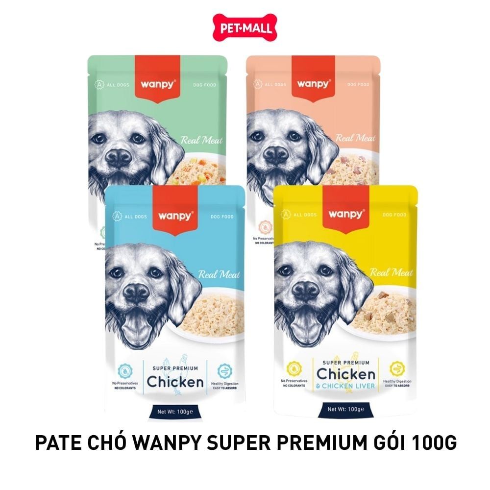 Hộp 12 Gói 100G - Pate chó WANPY Super Premium Petmall
