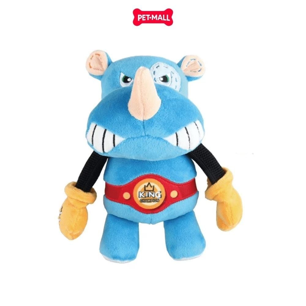Đồ chơi thú bông có tiếng GiGwi Rock Zoo King Boxer size M/L - Rhino Petmall