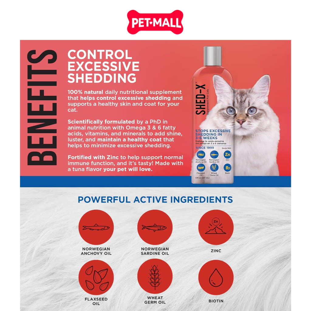 Dầu cá SHED-X cung cấp Vitamin giảm rụng lộng & tăng đề kháng cho mèo 237ML