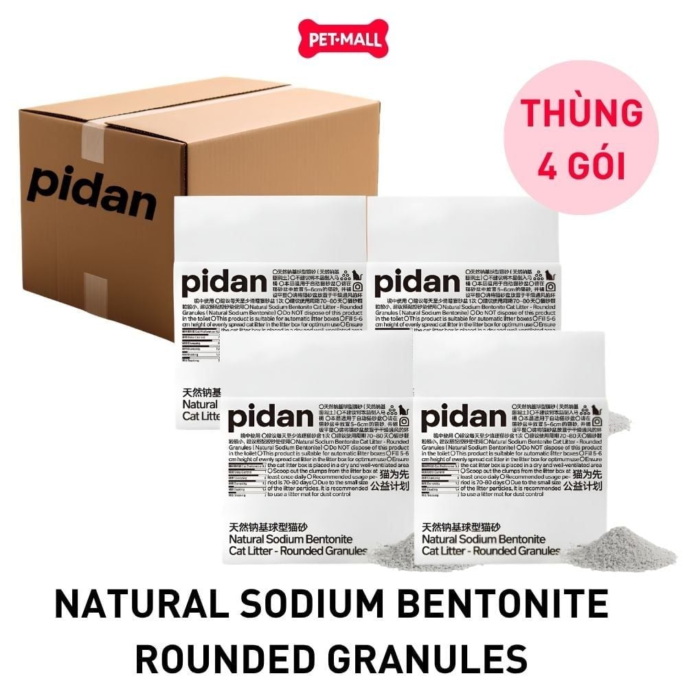 Combo 4 Gói 2.4kg - Cát vệ sinh Sonice PIDAN Natural Sodium bentonite Rounded Granules - Đất sét dạng rắn, hạt tròn Petmall