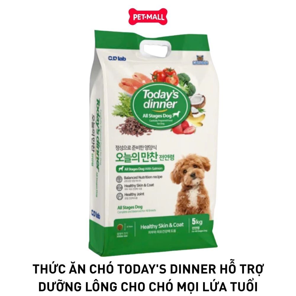 5KG - Thức ăn chó Today's Dinner Healthy Skin & Coat All Stages Dog - Hỗ trợ dưỡng lông cho chó mọi lứa tuổi Petmall