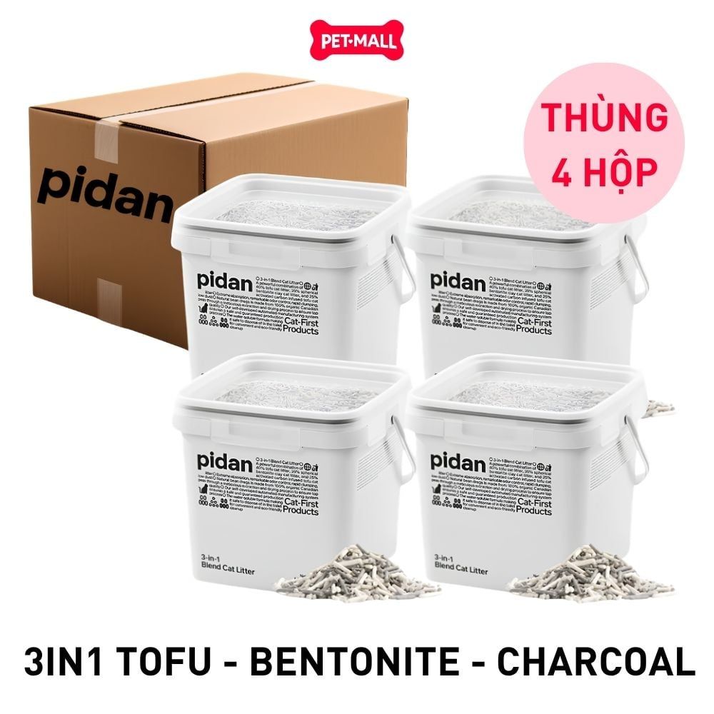 Combo 4 Hộp 5.2kg - Cát vệ sinh Sonice PIDAN mix 3in1 đậu nành, đất sét và than hoạt tính Petmall