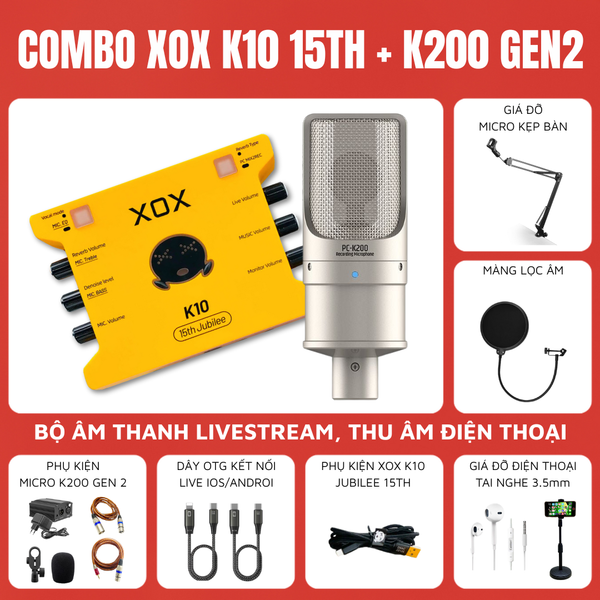 Bộ Livestream XOX K10 15th Micro thu âm Takstar PC-K200 ( gen 2 )