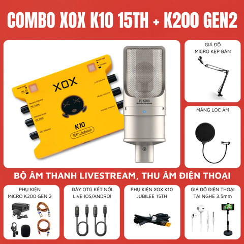 Bộ Livestream XOX K10 15th Micro thu âm Takstar PC-K200 ( gen 2 )