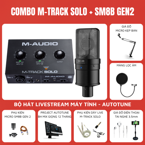 Combo Thu Âm Soundcard M-Audio M-TRACK SOLO và Micro Takstar SM8B ( gen 2 )