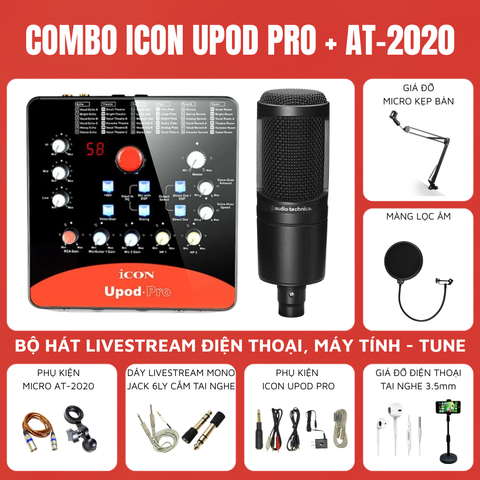 Bộ livestream Icon Upod Pro Micro thu âm Audio Technica AT2020