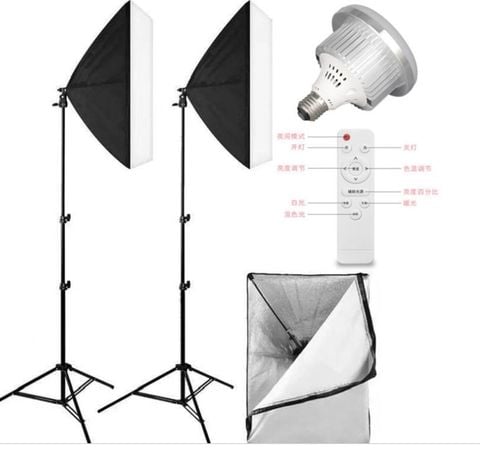 Bộ Kit Studio 2 Đèn E27 - Bóng đèn 225W đổi màu 3200-5500K

