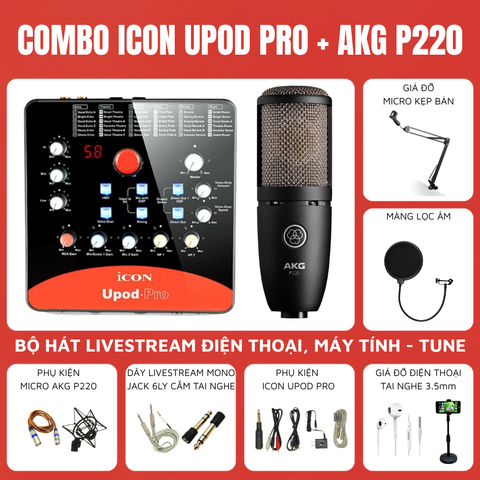 Bộ livestream Icon Upod Pro Micro thu âm AKG P220