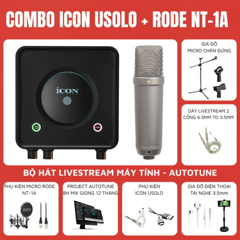 Bộ livestream Icon Usolo - Micro thu âm Rode NT1A