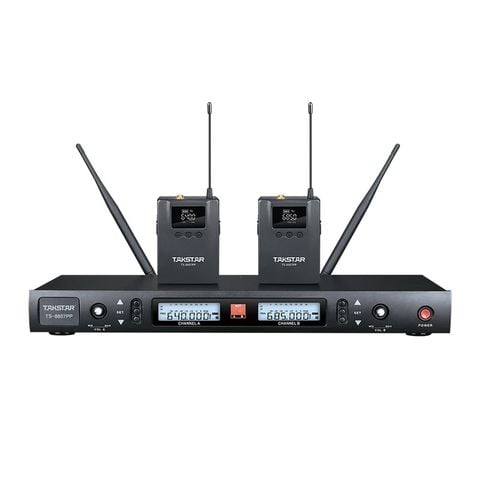 Bộ micro cài đầu cài áo không dây Takstar UHF kênh kép TS-8807PP