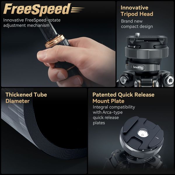 SmallRig 4353 - FreeRover Carbon Fiber Photo Tripod Kit AP-100