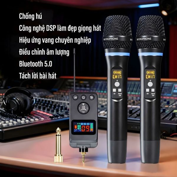 Micro không dây đa năng Langsong M50 - Tích hợp DSP chống hú, hiệu ứng vang, kết nối Bluetooth, chuyên dụng hát Karaoke (1 Mic)