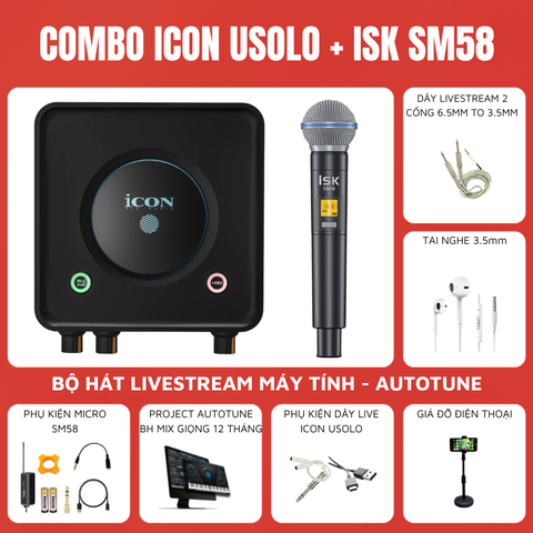 Bộ livestream Icon Usolo - Micro thu âm ISK SM58 (1mic)