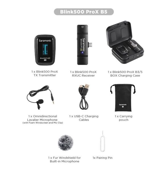 Bộ micro không dây Blink 500 ProX cổng USB-C có hộp sạc SR-Blink500 ProX B5 (1TX+1RX)