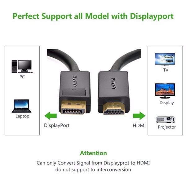 Cáp chuyển Displayport to HDMI 3M Ugreen 10203