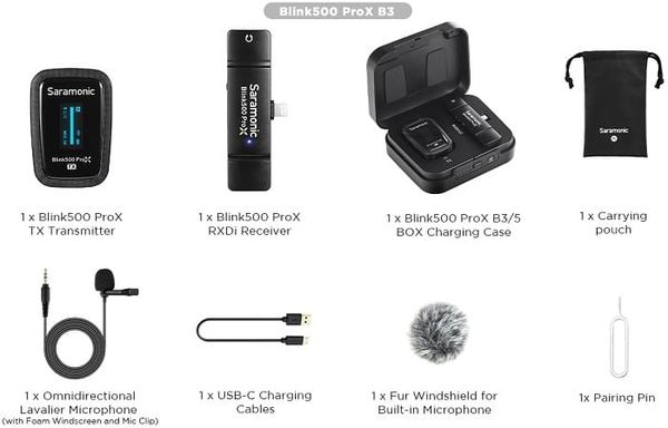 Bộ micro không dây Blink 500 ProX cổng Lightning (iOS) có hộp sạc SR-Blink500 ProX B3 (1TX+1RX)