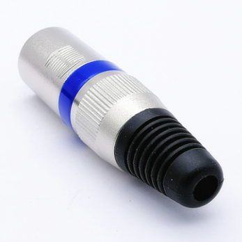Đầu đực XLR Canon 3 chân loại dài – jack micro, jack âm thanh, viền xanh kim loại