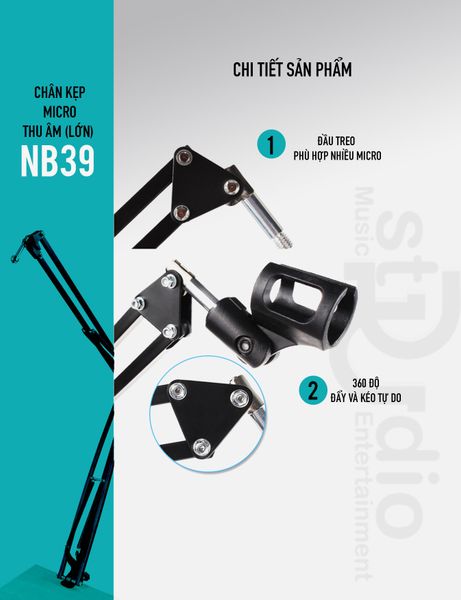 Chân Microphone NB-39 (Lớn) -Chân Micro kẹp bàn, giá đỡ Micro
