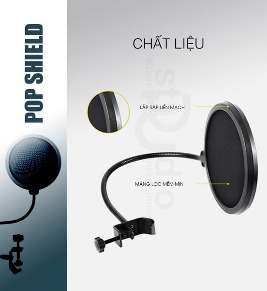 Màng lọc âm (POP FILTER) - Màng lọc micro thu âm 2 lưới