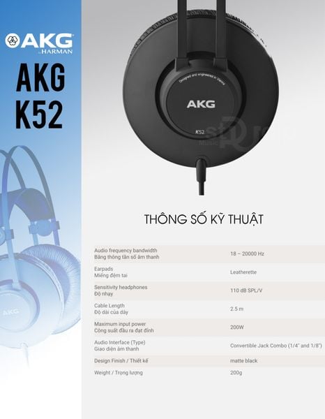 Tai nghe kiểm âm AKG K52, Headphone Studio