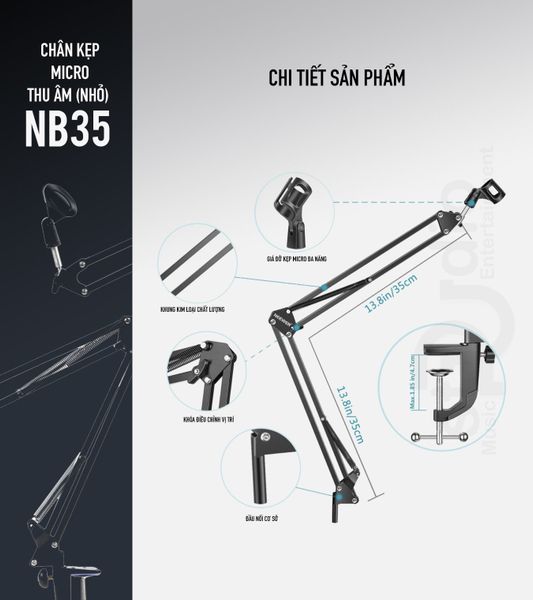 Chân Microphone NB-35 (nhỏ) -Chân Micro kẹp bàn, giá đỡ Micro