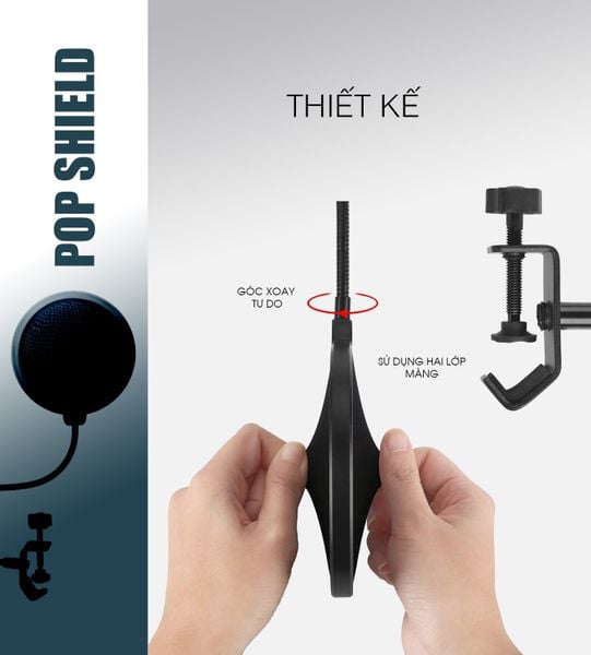 Màng lọc âm (POP FILTER) - Màng lọc micro thu âm 2 lưới