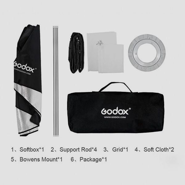 Softbox Tổ Ong Godox 22X90, Lồng toả sáng cho đèn