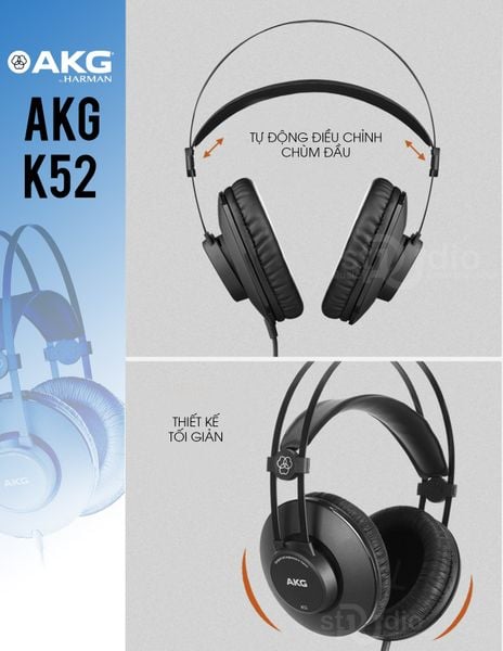 Tai nghe kiểm âm AKG K52, Headphone Studio