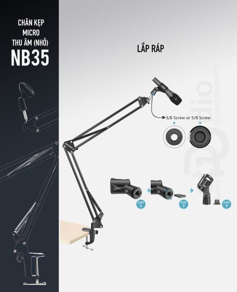Chân Microphone NB-35 (nhỏ) -Chân Micro kẹp bàn, giá đỡ Micro