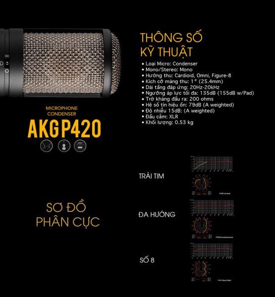 Micro thu âm AKG P420 - Micro thu âm cho phòng thu