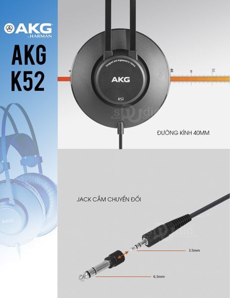 Tai nghe kiểm âm AKG K52, Headphone Studio