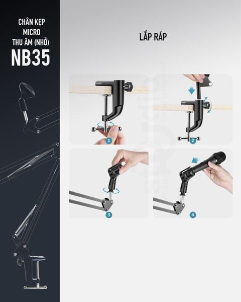 Chân Microphone NB-35 (nhỏ) -Chân Micro kẹp bàn, giá đỡ Micro