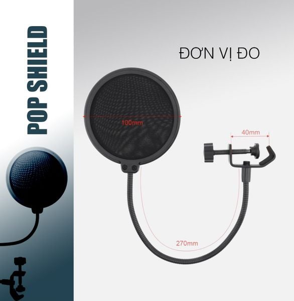 Màng lọc âm (POP FILTER) - Màng lọc micro thu âm 2 lưới