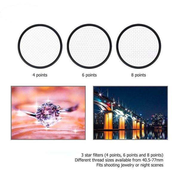 Bộ Lọc Ngôi Sao 8 Điểm 55MM, Kính Lọc Filter cho Lens
