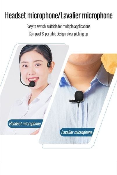 Bộ micro cài đầu cài áo không dây Takstar UHF kênh kép TS-8807PP