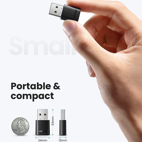 Thiết bị USB Bluetooth 5.0 Dongle cho PC chính hãng Ugreen 80890 cao cấp