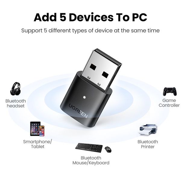 Thiết bị USB Bluetooth 5.0 Dongle cho PC chính hãng Ugreen 80890 cao cấp