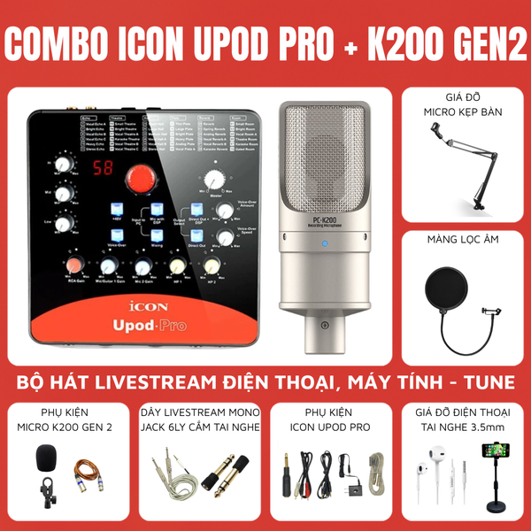 Bộ livestream Icon Upod Pro Micro thu âm Takstar PC-K200 (Gen2)