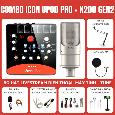 Bộ livestream Icon Upod Pro Micro thu âm Takstar PC-K200 (Gen2)