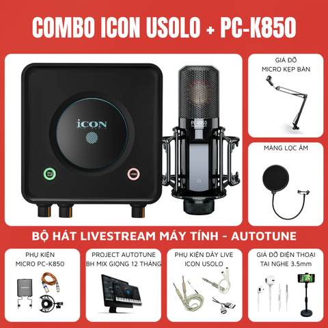 Bộ livestream Icon Usolo - Micro thu âm Takstar PC-K850